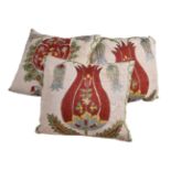 ϒ Three hand-embroidered Susani silk cushions by Robert Kime Ltd, modern, of square form