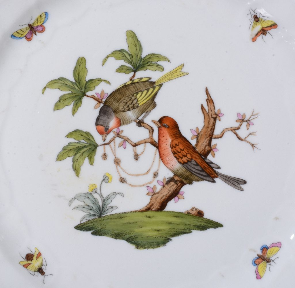 A modern Herend ‘Rothschild Birds’ pattern part dinner service, comprising; thirteen 10 ½ inch - Image 2 of 3