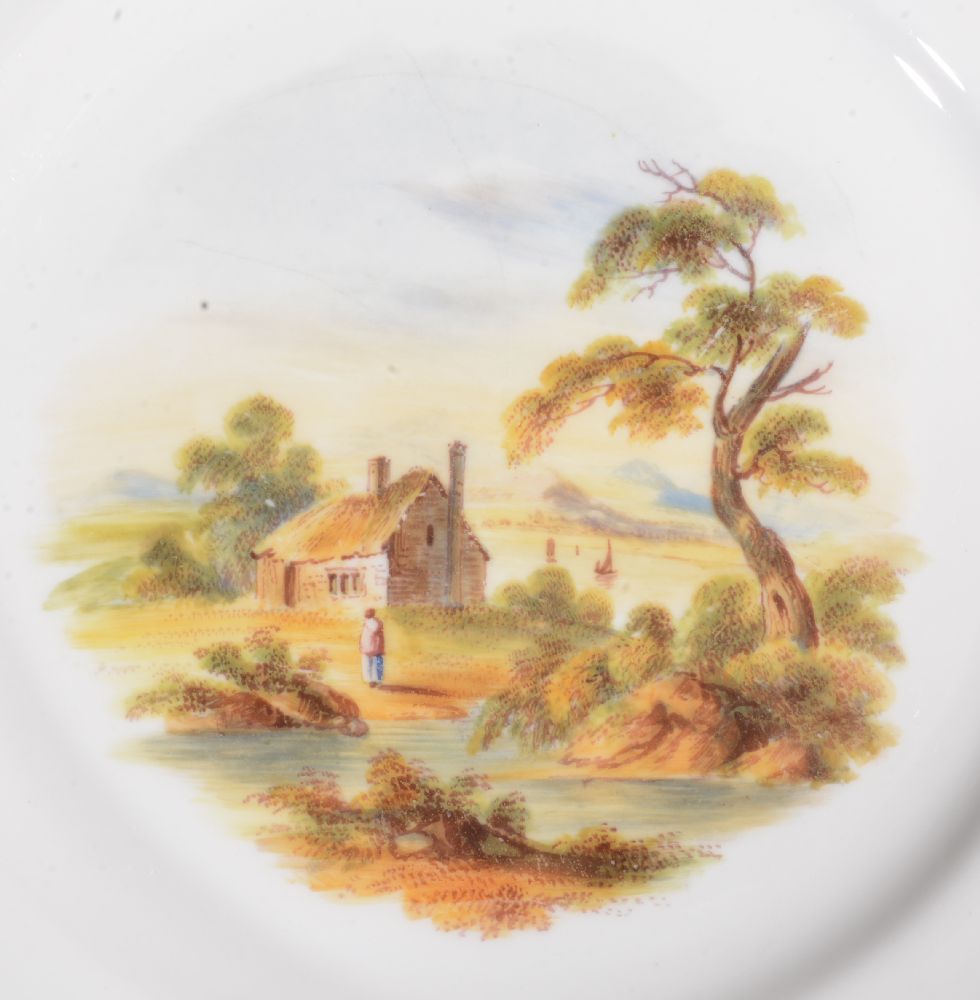 A Ridgway porcelain rococo revival part dessert service, mid 19th century, painted with landscape - Image 19 of 20