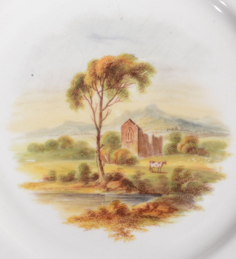 A Ridgway porcelain rococo revival part dessert service, mid 19th century, painted with landscape - Image 20 of 20