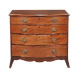 A George III mahogany chest of drawers, late 18th century, of bowfront outline, 92cm high, 97cm