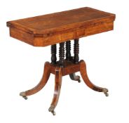 ϒ A Regency rosewood and satinwood banded card table, circa 1820