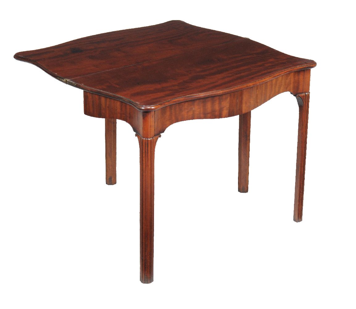 A George III mahogany folding tea table, circa 1780, of serpentine outline, 72cm high, 94cm wide, - Image 2 of 2