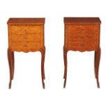 ϒ A pair of French kingwood bedside tables, first half 20th century