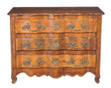 A Louis XV walnut commode, mid 18th century, 94cm high, 122cm wide, 62cm deep