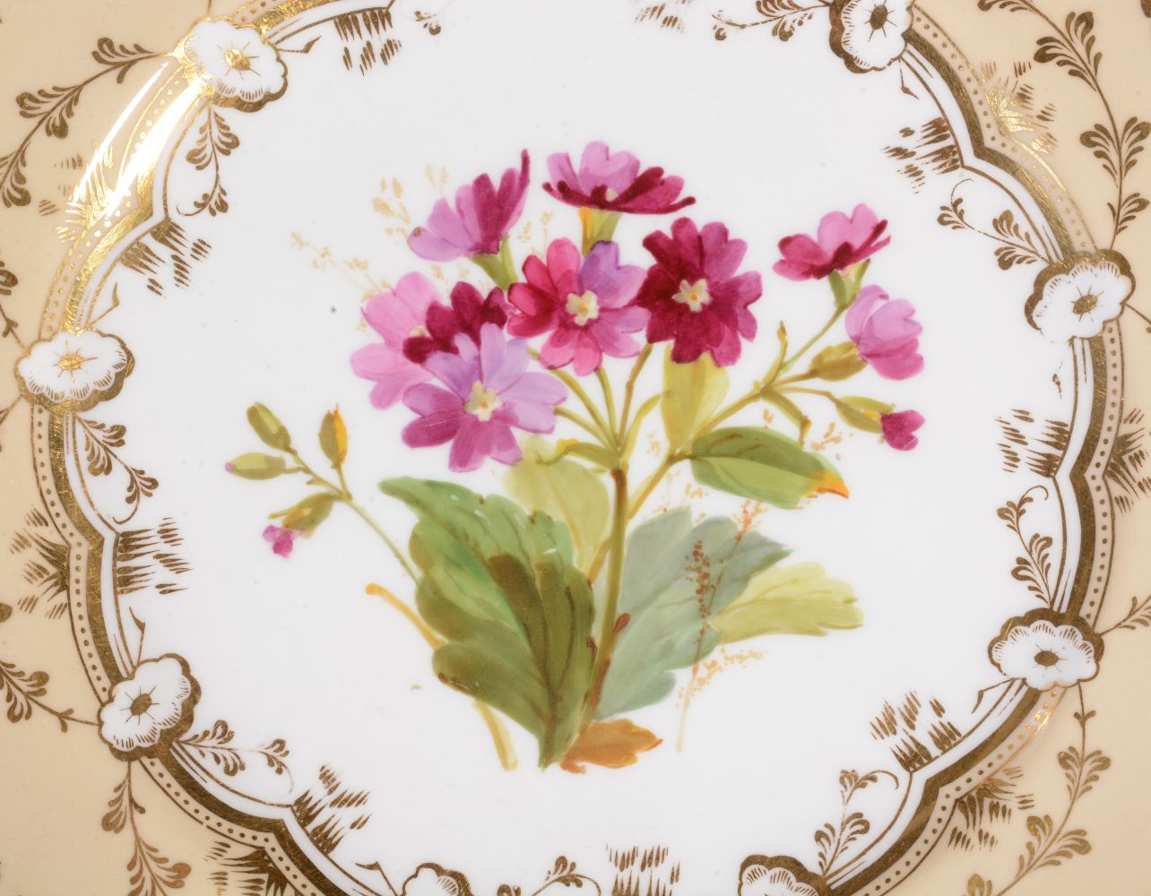A Ridgway porcelain rococo revival part dessert service, mid 19th century, painted with landscape - Image 10 of 20