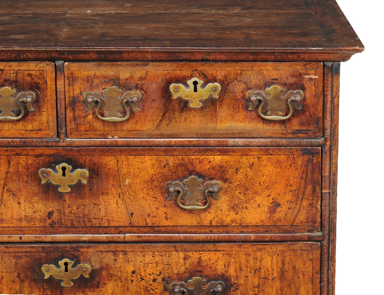 A George II walnut chest of drawers, circa 1750, 91cm high, 99cm wide, 60cm deep - Image 2 of 2