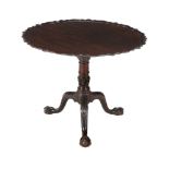 A George III mahogany piecrust tripod table, 1770, with birdcage action, 73cm high, 91cm diameter,