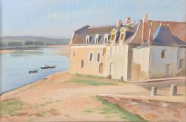 λ Gaston Vaudou (French 1891-1957) Chateaux by the river Oil on board Signed
