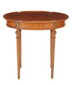 ϒ A walnut, parquetry and tulipwood banded oval occasional table, late 19th/early 20th century