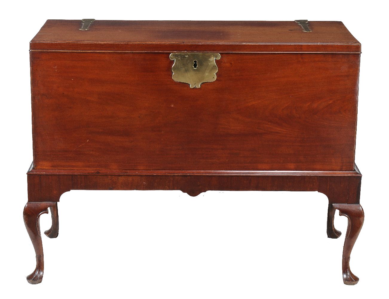 A George II mahogany and brass mounted chest on stand, circa 1750, possibly Irish, 88cm high,