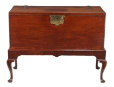A George II mahogany and brass mounted chest on stand, circa 1750, possibly Irish, 88cm high,