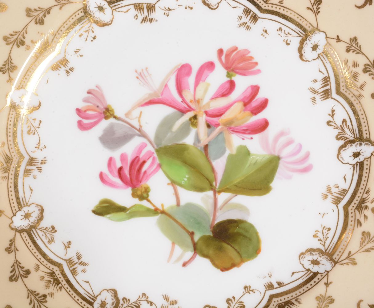 A Ridgway porcelain rococo revival part dessert service, mid 19th century, painted with landscape - Image 14 of 20