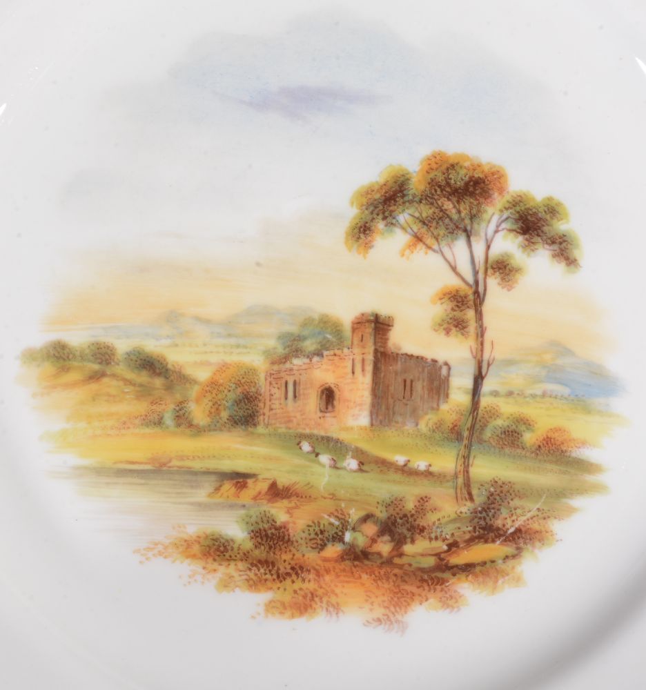 A Ridgway porcelain rococo revival part dessert service, mid 19th century, painted with landscape - Image 16 of 20