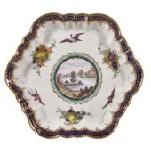 A Worcester 'Lord Henry Thynne' pattern teapot stand, circa 1780, paper label for H. Leonard