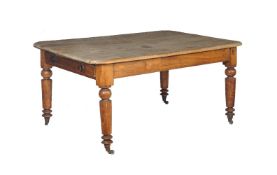 A Victorian elm kitchen table, circa 1880, with single frieze drawer to one short end, 73cm high,