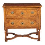 A Continental burr yew and parquetry chest of drawers or commode, late 19th/ early 20th century, the