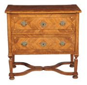 A Continental burr yew and parquetry chest of drawers or commode, late 19th/ early 20th century, the