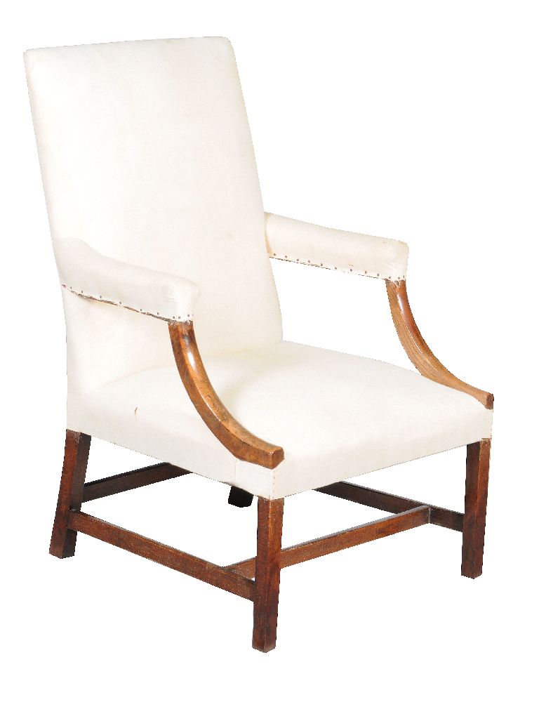 A George III elm open armchair, second half 18th century, of 'Gainsborough' type