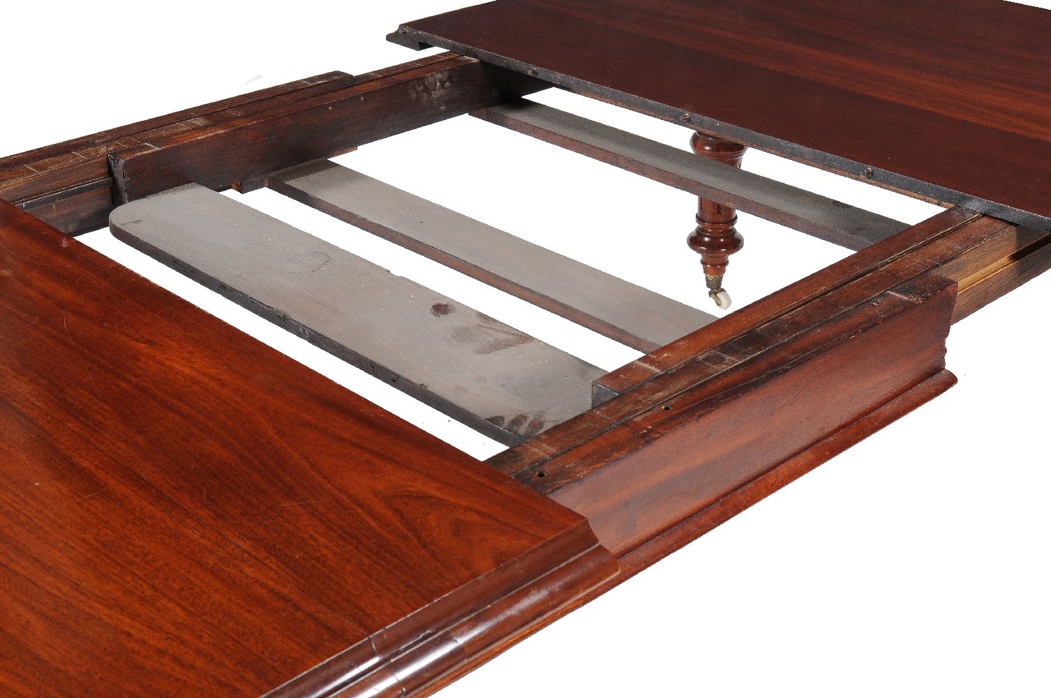 A Victorian mahogany extending dining table, circa 1860, with two additional leaf insertions, the - Image 3 of 4