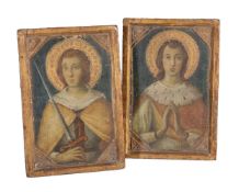 A pair of Italianate religious pictures, 19th century, painted in quattrocento style, depicting a