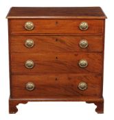 A George III mahogany chest of drawers, with four long graduated drawers, 82cm high, 79cm wide, 44cm