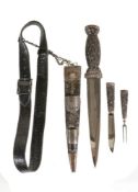 A William IV Scottish dress dirk and accoutrements, circa 1835, the 7 3/4inch polished steel blade