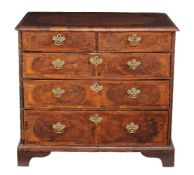 A walnut and inlaid chest of drawers, early 18th century, 87cm high, 96cm wide, 60cm deep