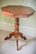 A walnut and marquetry inlaid occasional table, in Italian 19th century style, second half 20th