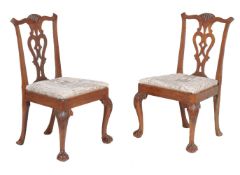 A pair of George II Irish mahogany side chairs, circa 1750