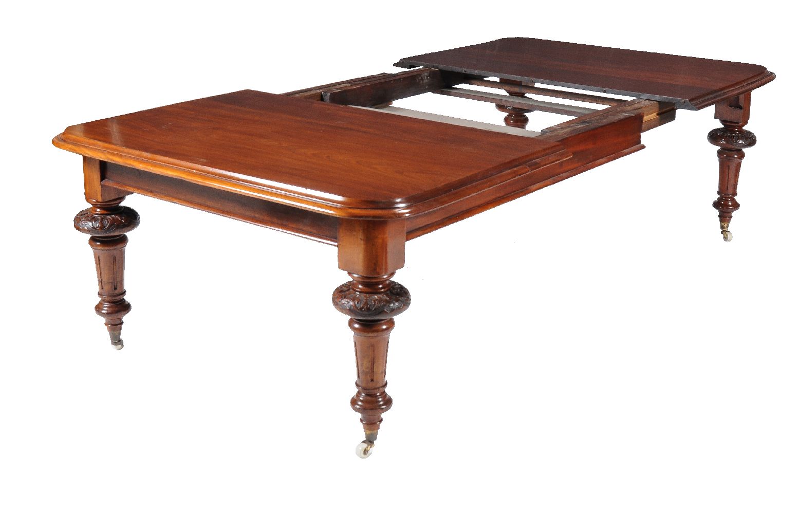 A Victorian mahogany extending dining table, circa 1860, with two additional leaf insertions, the - Image 2 of 4