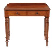 An early Victorian mahogany side table, circa 1840, with two frieze drawers, 76cm high, 91cm wide,