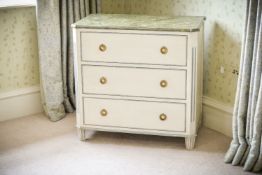 A grey painted and simulated marble commode, in Continental early 19th century style, late 20th