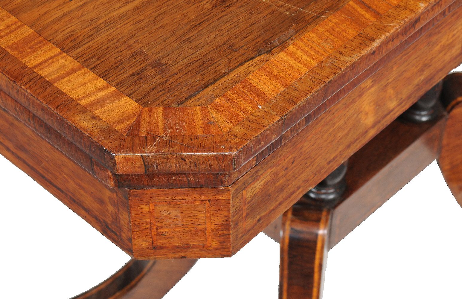 ϒ A Regency rosewood and satinwood banded card table, circa 1820 - Image 3 of 3