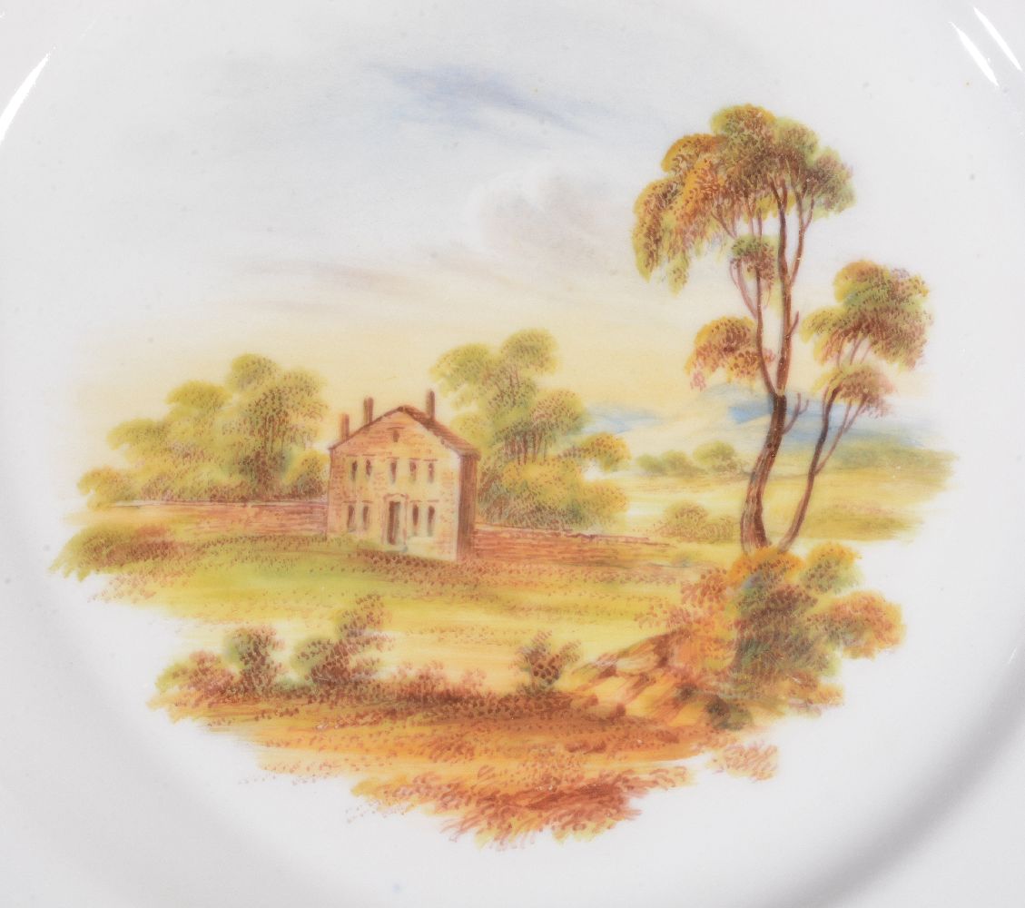 A Ridgway porcelain rococo revival part dessert service, mid 19th century, painted with landscape - Image 15 of 20
