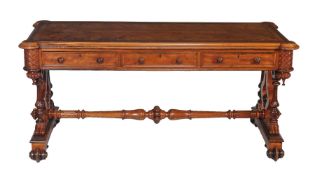 A Victorian satinwood and inlaid library or rectangular centre table, circa 1870, in the manner of