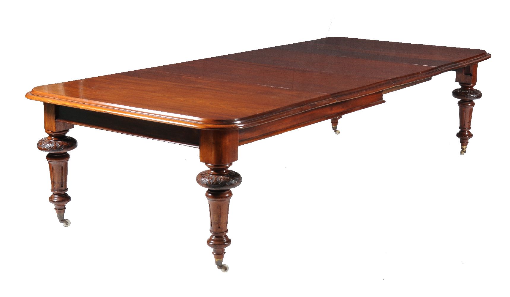 A Victorian mahogany extending dining table, circa 1860, with two additional leaf insertions, the - Image 4 of 4