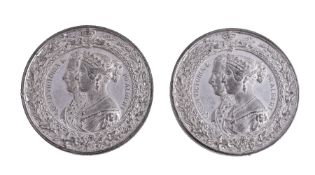 The Great Exhibition, Crystal Palace 1851, white metal medals (2) by Allen & Moore, conjoined