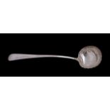 A George III silver old English bright-cut soup ladle by George Smith III, London date letter