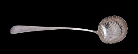 A George III silver old English bright-cut soup ladle by George Smith III, London date letter