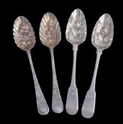 A pair of George III silver fiddle pattern table spoons by Peter & William Bateman, London 1812,