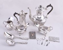 A collection of small silver and silver coloured items, comprising: a Portuguese silver filigree