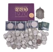British coins, a quantity of pre-47 silver, comprising Florins (61), Shillings (50), Sixpences (27),