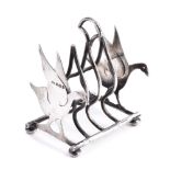 An Edwardian silver novelty goose toast rack by Levi & Salaman, Birmingham 1908, Rd. No. 535527,