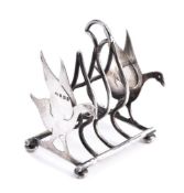 An Edwardian silver novelty goose toast rack by Levi & Salaman, Birmingham 1908, Rd. No. 535527,