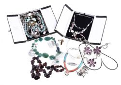 ϒ A small collection of costume jewellery, to include an oval cut smokey quartz set abstract