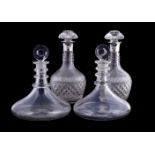 A pair of silver mounted cut glass decanters and stoppers by Barker Brothers Silver Ltd,