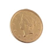 USA, gold Dollar 1850. Good very fine, ex-mount