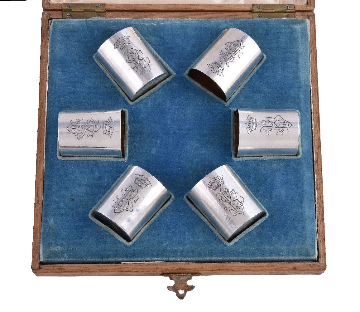 A matched set of six Russian silver vodka cups (charka), maker's mark P.L (Latin, not traced), St
