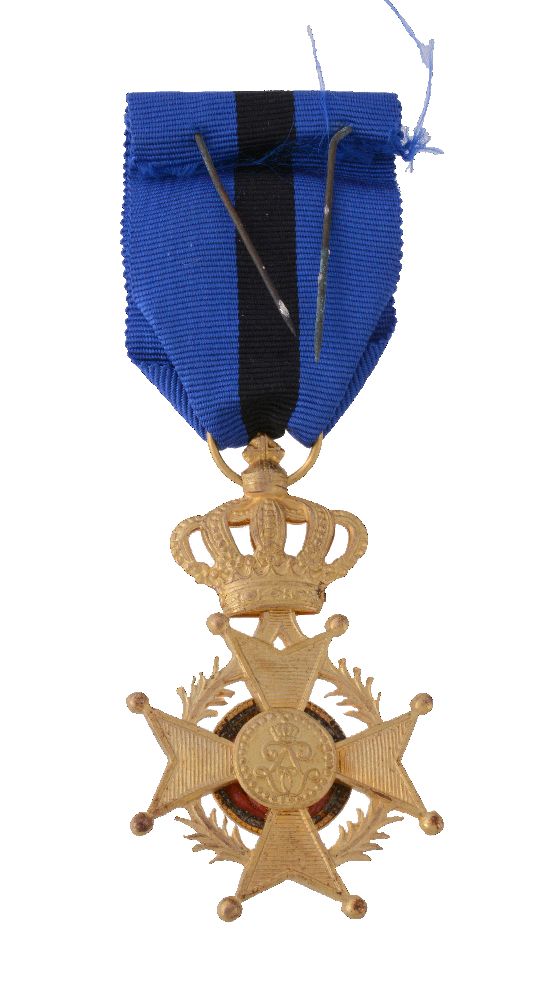 Belgium, Order of Leopold II, gilt and blue enamel breast badge with suspender and blue ribbon, in - Bild 3 aus 3